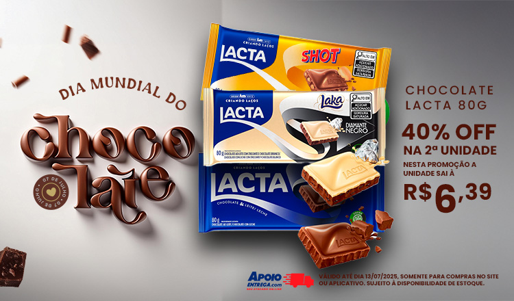 Chocolate Lacta 80g até 13/07